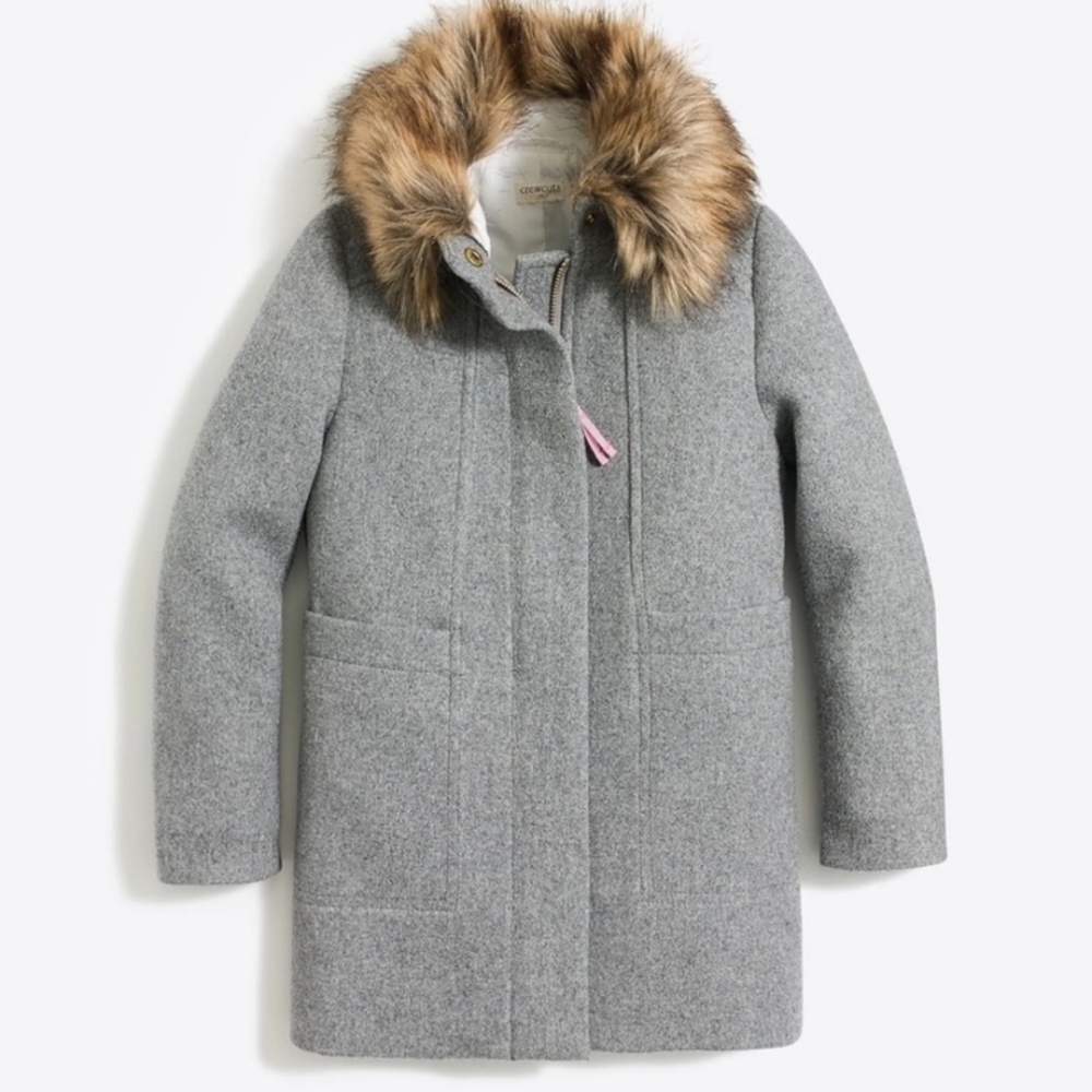 J. Crew Crewcuts Chateau Wool & Faux Fur Parka Coat Big Girls Size 16